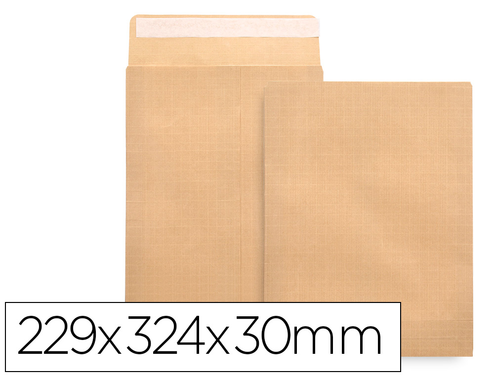 SOBRE LIDERPAPEL BOLSA FUELLE KRAFT 229X324X30 MM SOLAPA TIRA DE SILICONA PAPEL 120 GR CAJA DE 50 UNIDADES