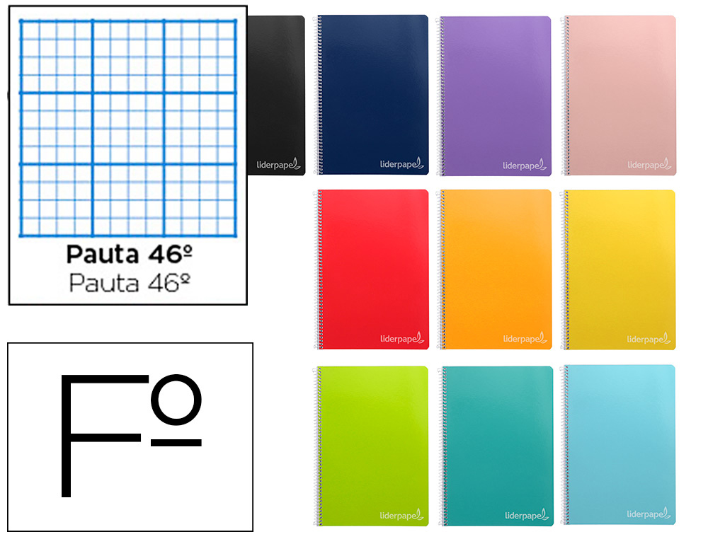 CUADERNO ESPIRAL LIDERPAPEL FOLIO WITTY TAPA DURA 80H 75GR RAYADO N46 COLORES SURTIDOS