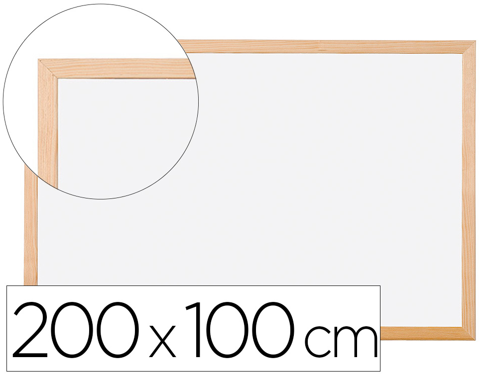 PIZARRA BLANCA Q-CONNECT LAMINADA MARCO DE MADERA 200X100 CM