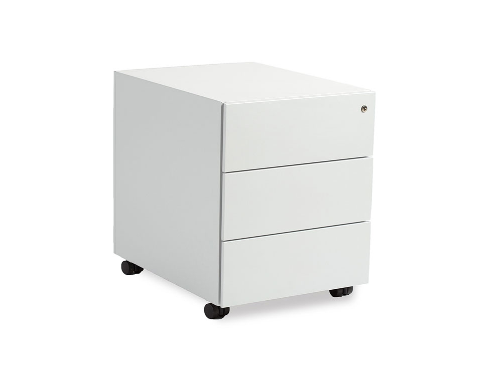 CAJONERA METALICA ROCADA CON TRES CAJONES SERIE STORE 58X40X59,5 CM ACABADO AC13 BLANCO/BLANCO