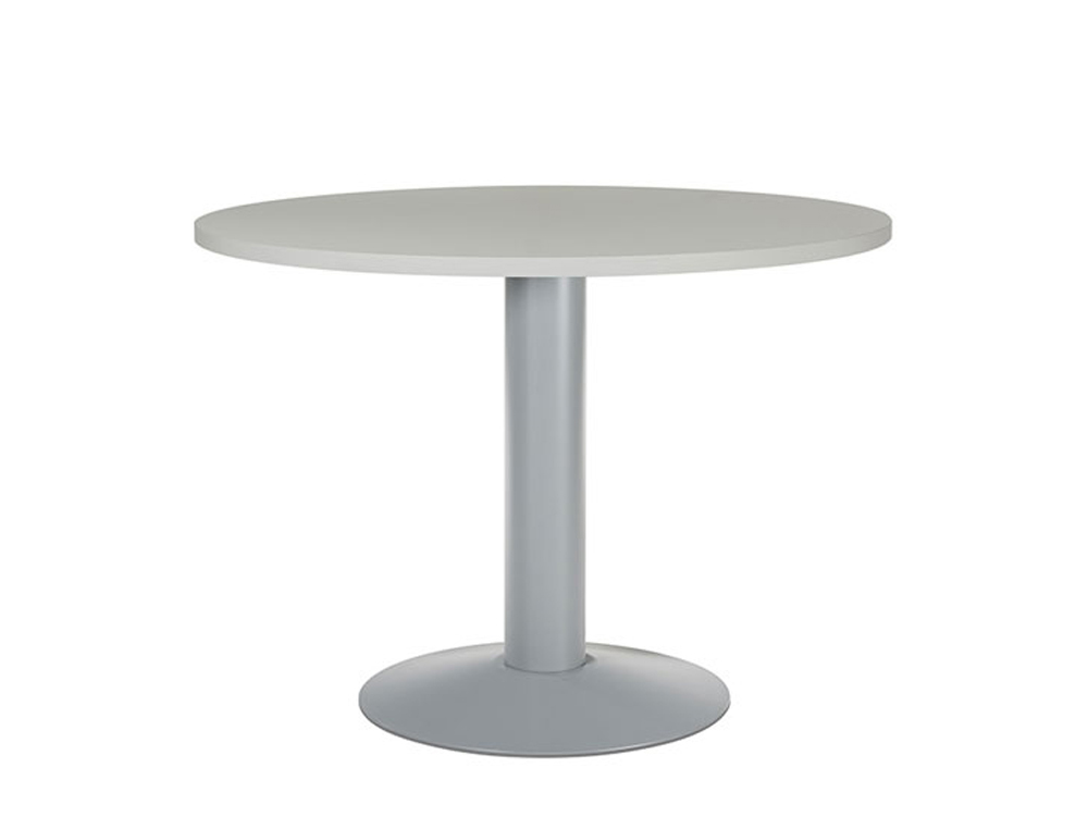 MESA DE REUNION ROCADA MEETING 3005AT02 ESTRUCTURA COLUMNA ACERO GRIS TABLERO MADERA GRIS 100 CM DIAMETRO
