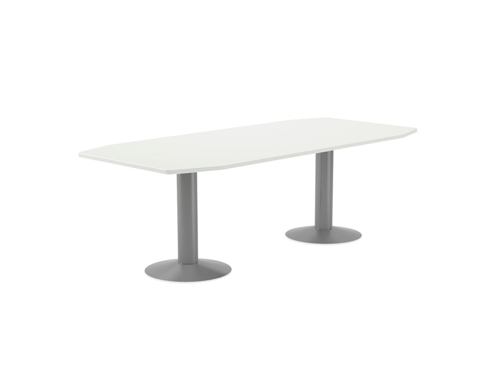 MESA DE REUNION ROCADA MEETING 3003AT04 ESTRUCTURA COLUMNA DOBLE ACERO GRIS TABLERO MADERA BLANCO