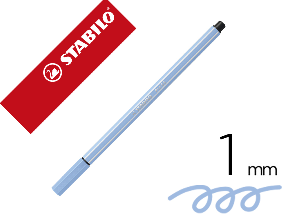 ROTULADOR STABILO ACUARELABLE PEN 68 AZUL CLARO PUNTA GRUESA 1MM