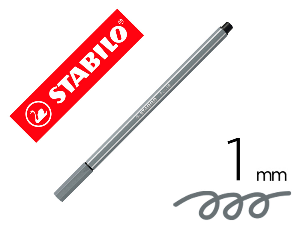 ROTULADOR STABILO ACUARELABLE PEN 68 GRIS AZULADO CLARO PUNTA GRUESA 1MM