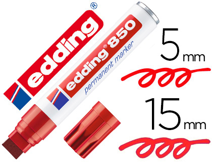 ROTULADOR EDDING MARCADOR PERMANENTE 850 ROJO PUNTA BISELADA 5-15 MM RECARGABLE