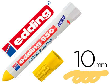 MARCADOR EDDING PERMANENTE 950 PASTA OPACA AMARILLA PUNTA REDONDA 10 MM PARA SUPERFICIES OXIDADAS O