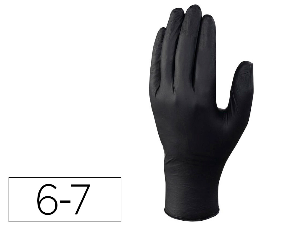 GUANTES DELTAPLUS DE NITRILO DESECHABLE NEGRO CAJA DE 100 UNIDADES TALLA 6-7