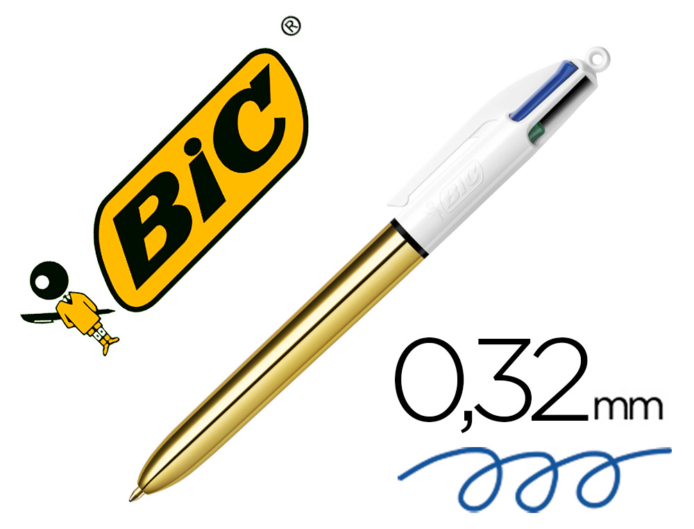 BOLIGRAFO BIC CUATRO COLORES SHINE ORO PUNTA DE 1 MM