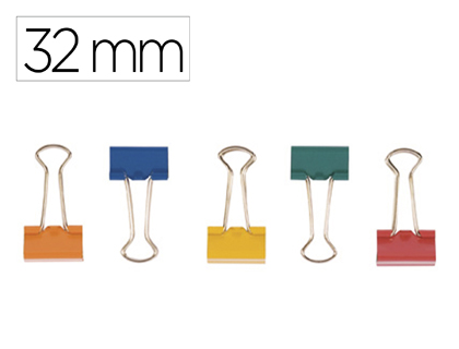 PINZA METALICA Q-CONNECT REVERSIBLE N.3 32 MM CAJA DE 10 UNIDADES COLORES SURTIDOS