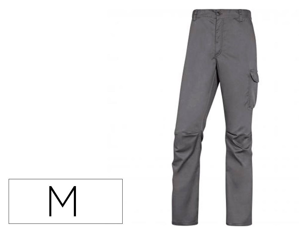PANTALON DE TRABAJO DELTAPLUS CINTURA ELASTICA 5 BOLSILLOS COLOR GRIS / NEGRO TALLA M