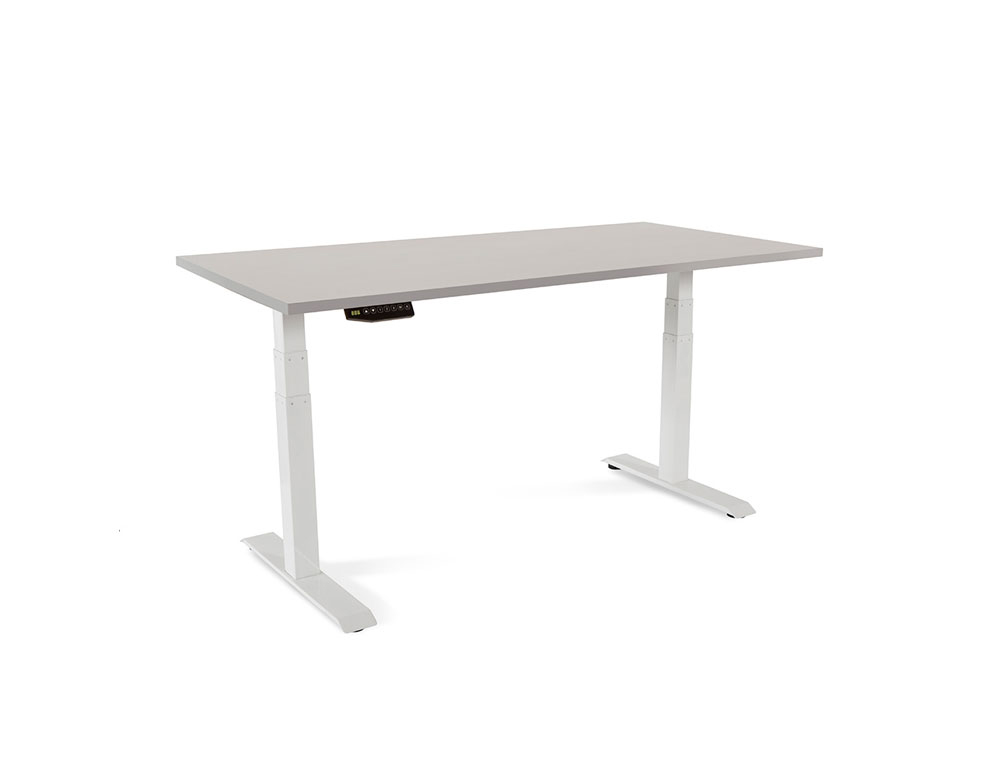 MESA ROCADA REGULABLE EN ALTURA ELECTRICAMENTE HASTA 129 CM ESTRUCTURA DE ACERO TABLERO 160 CM COLOR GRIS