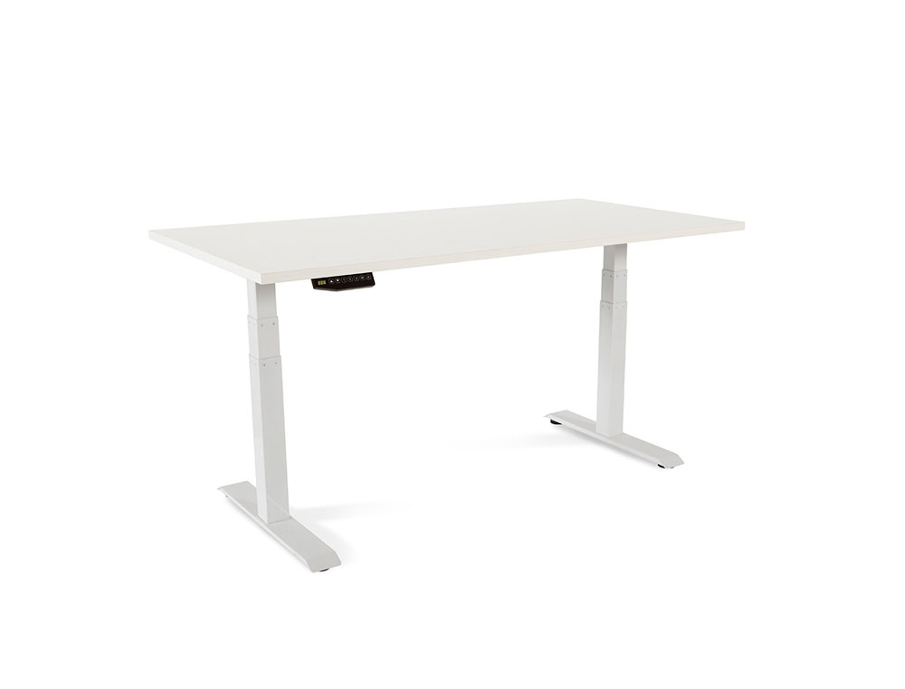 MESA ROCADA REGULABLE EN ALTURA ELECTRICAMENTE HASTA 129 CM ESTRUCTURA DE ACERO TABLERO 160 CM COLOR BLANCO