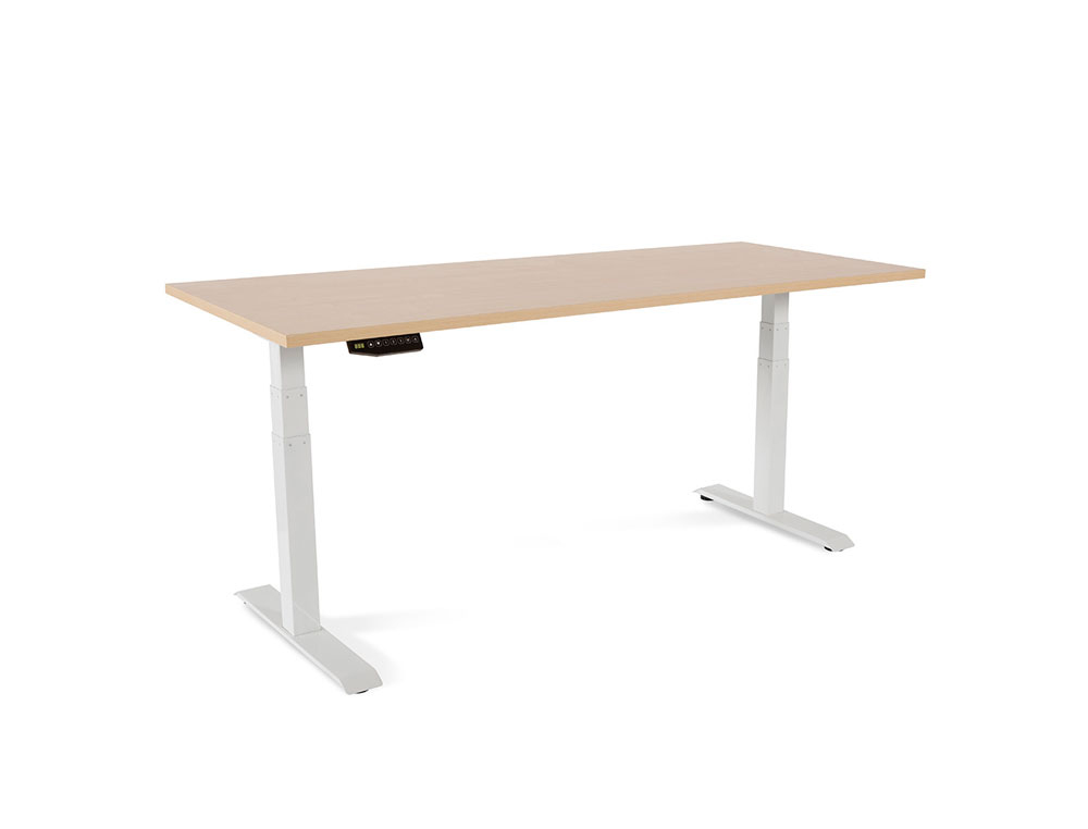MESA ROCADA REGULABLE EN ALTURA ELECTRICAMENTE HASTA 129 CM ESTRUCTURA DE ACERO TABLERO 180 CM COLOR HAYA