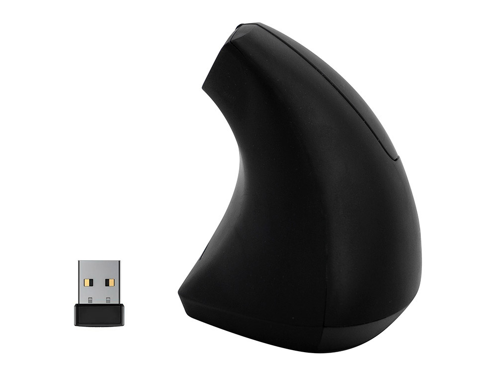 RATON Q-CONNECT OPTICO INALAMBRICO ERGONOMICO VERTICAL DPI 800/1200/1600 PILAS AAA NEGRO