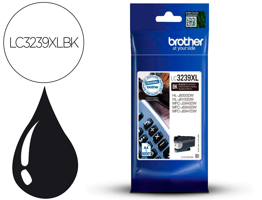 INK-JET BROTHER LC3239XLBK MFC-J6945DW / MFC-J5945DW / HL-J6000DW NEGRO 6000 PAGINAS