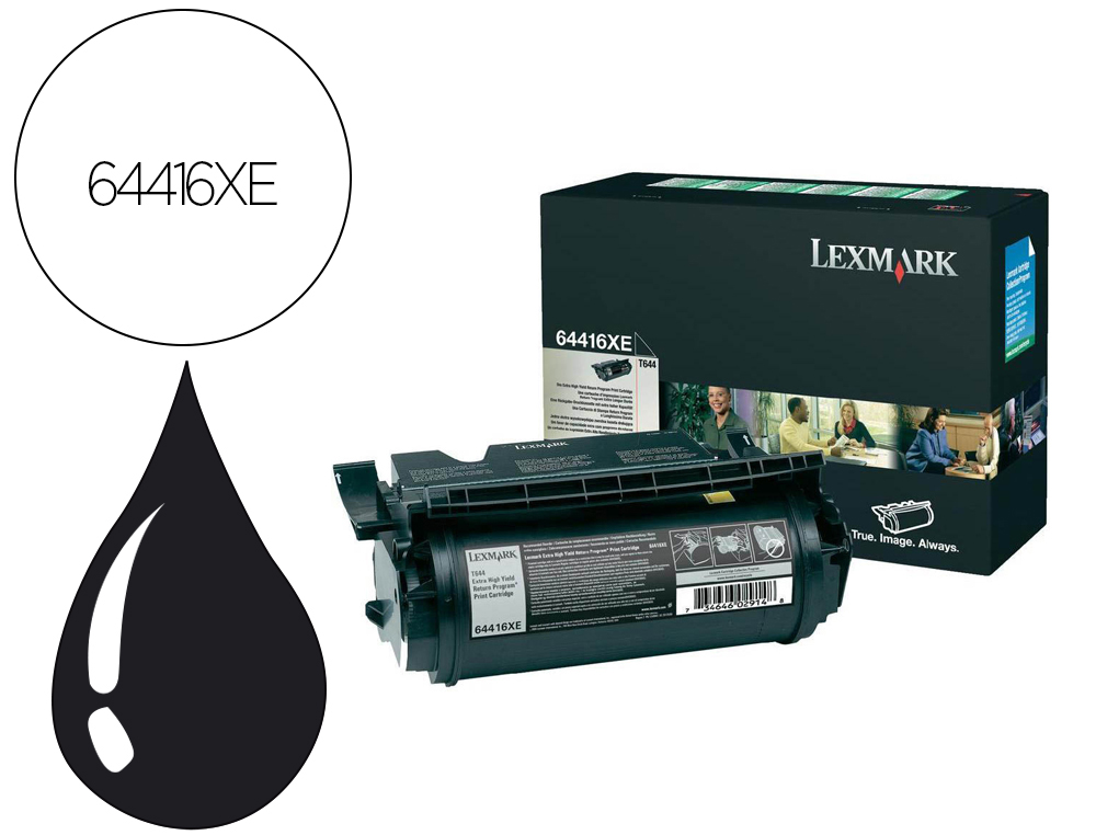 TONER LEXMARK LASER T644 64416XE NEGRO 32000 PAGINAS