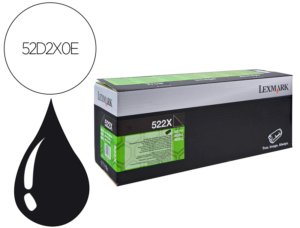 TONER LEXMARK LASER 52D2X0E MS811 SERIES / MS812 SERIES NEGRO 45000 PAGINAS