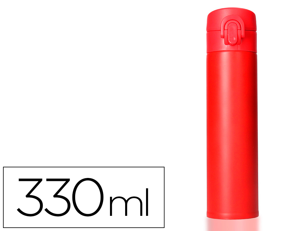TERMO LIDERPAPEL ACERO INOXIDABLE CON DOBLE COBERTURA Y SISTEMA DE APERTURA FACIL CON BOTON 330 ML