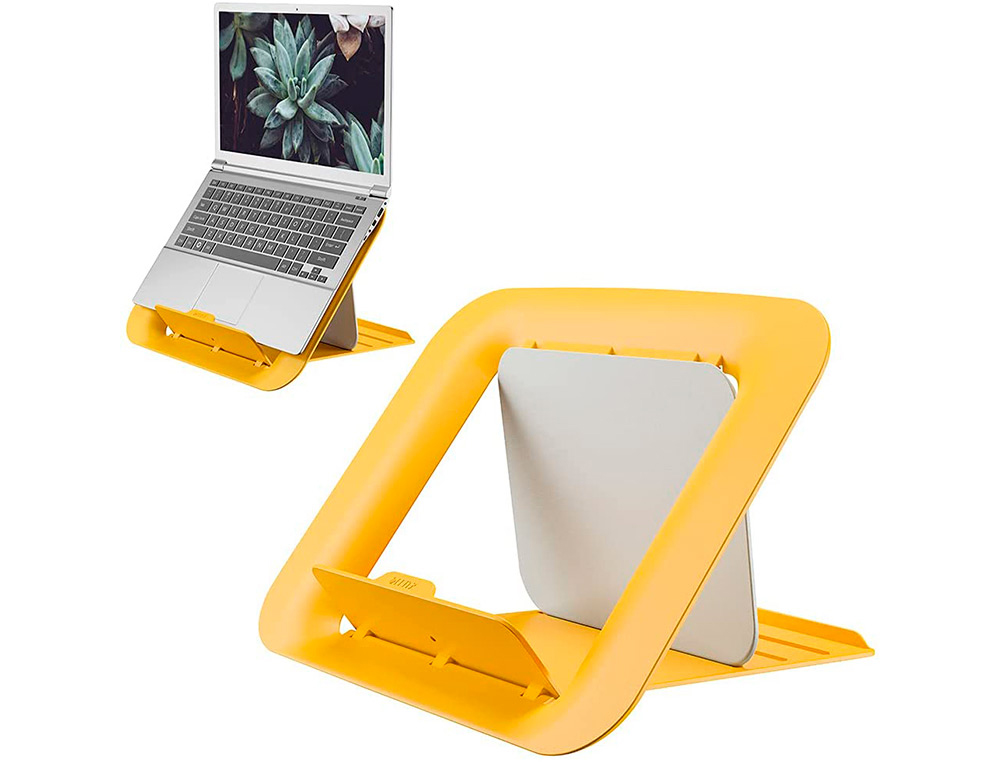 SOPORTE PARA PORTATIL LEITZ ERGO COSY AJUSTABLE 4 ALTURAS COLOR AMARILLO 310X50X247 MM