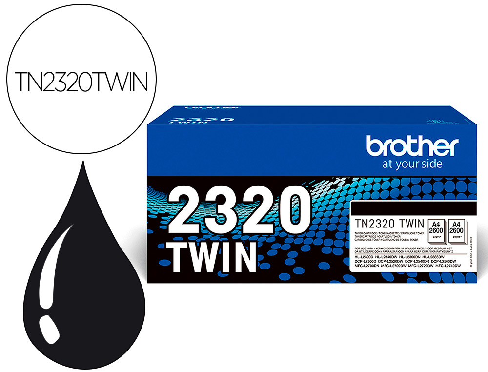TONER BROTHER TN-2320 DCPL2520DW /2540D/ MFCL2700DW / 2720DW / 2740DW NEGRO 2600 PAGINAS PACK 2 UNIDADES
