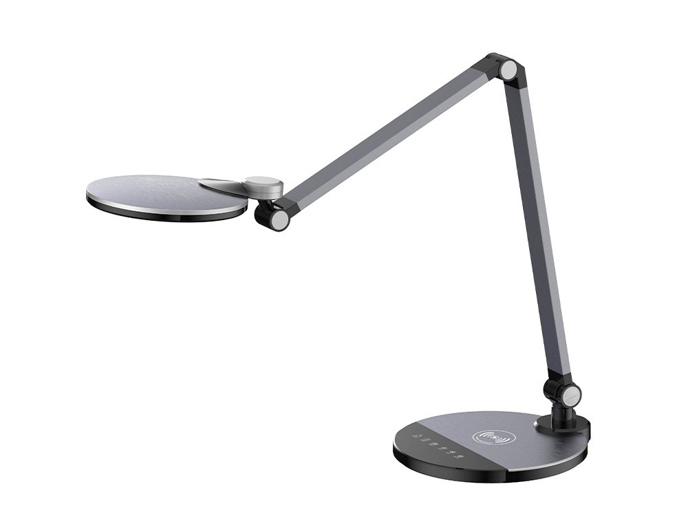 LAMPARA DE OFICINA Q-CONNECT SOBREMESA PROFESIONAL ALUMINIO 9W 120 LED CARGADOR MOVIL COLOR NEGRO