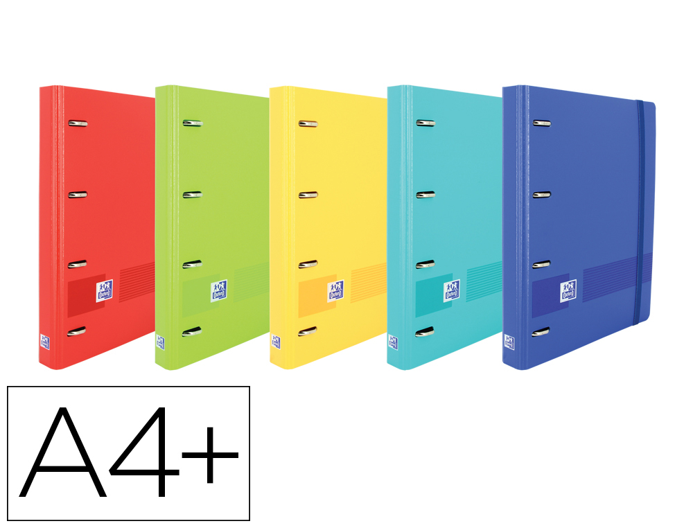 CARPETA CON RECAMBIO OXFORD EUROPEANBINDER LIVE&GO DIN A4+POLYFOAM 4 ANILLAS 35 MM CUADRO 5 MM COLORES SURTIDOS