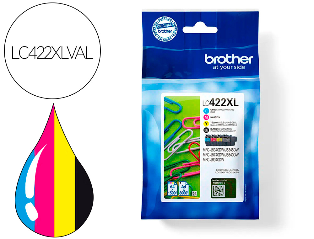 INK-JET BROTHER LC-422XLVAL MFC-J5340DW / MFC-J5740DW / MFC-J6540DW / MFC-J6940DW 3000 PAGINAS NEGRO 1500