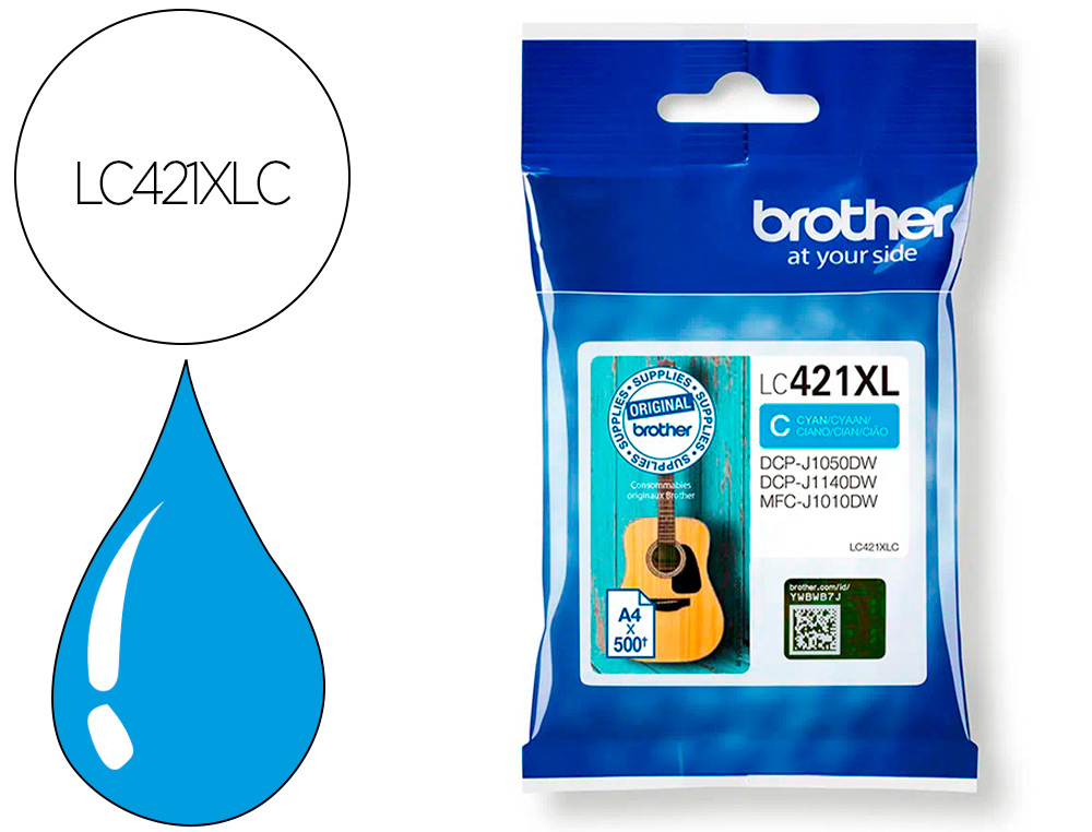 INK-JET BROTHER LC421XLC DCP-J1050DW / DCP-J1140DW / MFC-J10 CIAN 500 PAGINAS