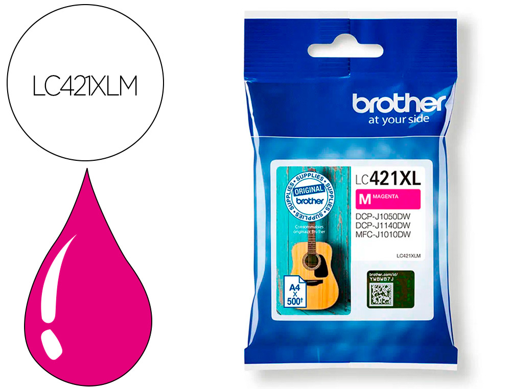 INK-JET BROTHER LC421XLM DCP-J1050DW / DCP-J1140DW / MFC-J10 MAGENTA 500 PAGINAS