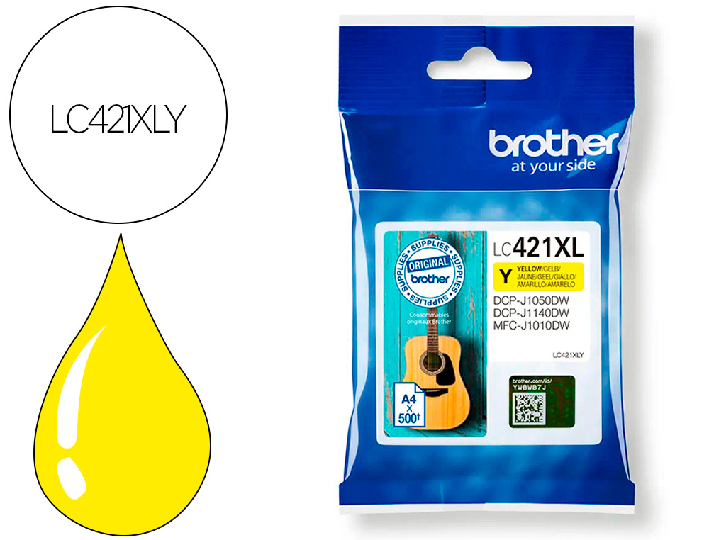 INK-JET BROTHER LC421XLY DCP-J1050DW / DCP-J1140DW / MFC-J10 AMARILLO 500 PAGINAS