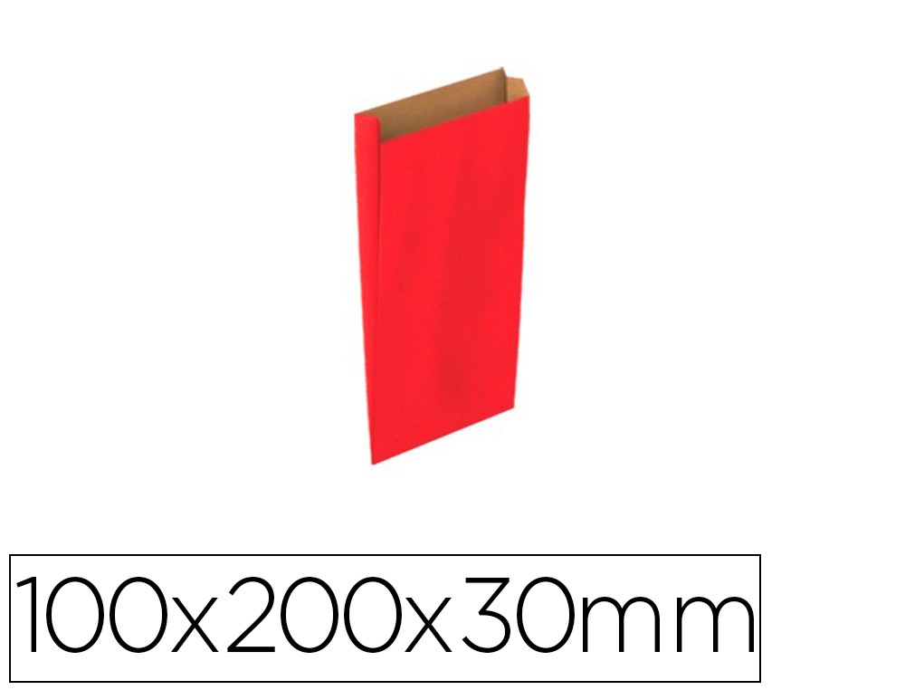 SOBRE PAPEL BASIKA KRAFT ROJO CON FUELLE XXS 100X200X30 MM PAQUETE DE 25 UNIDADES