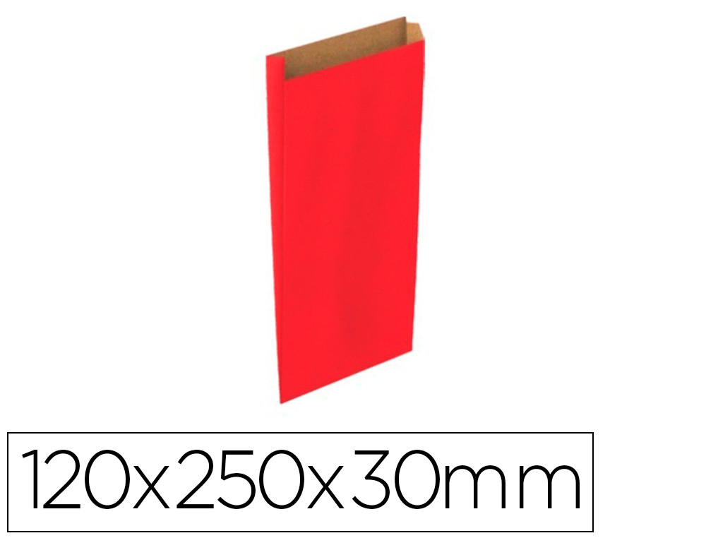 SOBRE PAPEL BASIKA KRAFT ROJO CON FUELLE XS 120X250X30 MM PAQUETE DE 25 UNIDADES