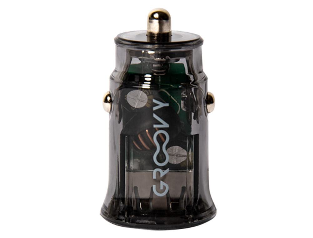 CARGADOR DE COCHE GROOVY DOBLE USB A 3.4A GRIS OSCURO