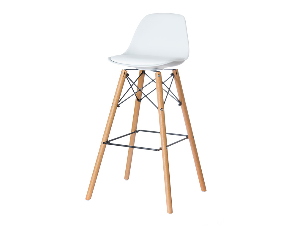 TABURETE PAPERFLOW STEELWOOD PIE HAYA ASIENTO BLANCO LOTE DE 2 UNIDADES