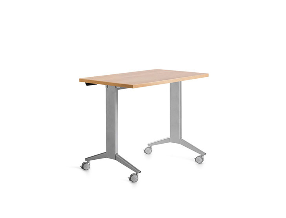 MESA ROCADA 2000FD08 CON TABLERO ABATIBLE COLOR ALUMINIO/ROBLE 120X60 CM