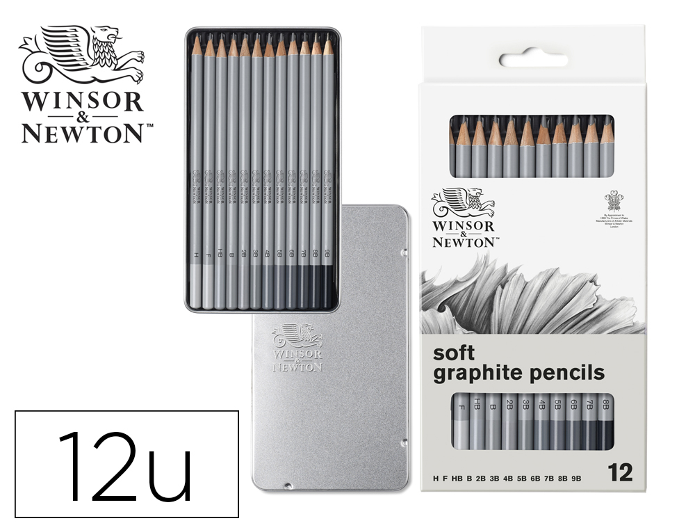 LAPICES DE GRAFITO SOFT WINSOR&NEWTON STUDIO COLECCION CAJA METALICA CON 12 UNIDADES GRADUACIONES SURTIDAS