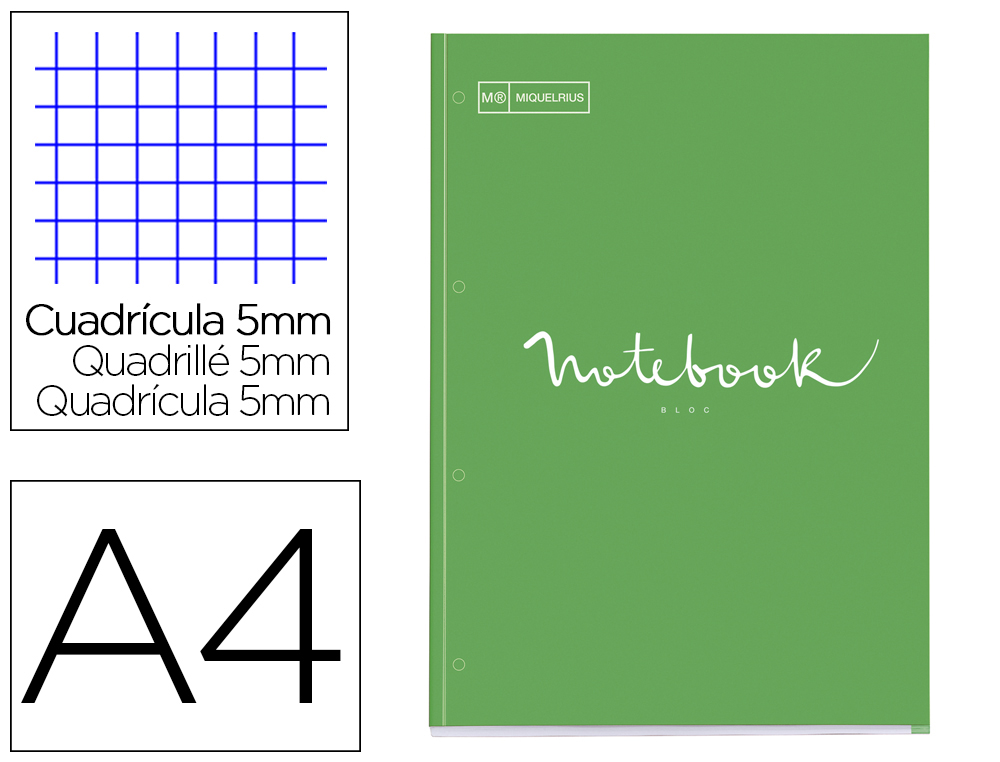 BLOC ENCOLADO MIQUELRIUS NOTEBOOK 1 EMOTIONS TAPA CARTONCILLO DIN A4 80 HOJAS 90G/M2 CUADRO 5 MM COLOR