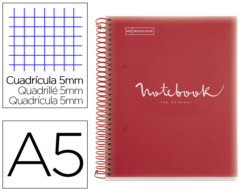 CUADERNO ESPIRAL MIQUELRIUS NOTEBOOK 5 EMOTIONS TAPA POLIPROPILENO DIN A5 MICROPERFORADO 120 HOJAS
