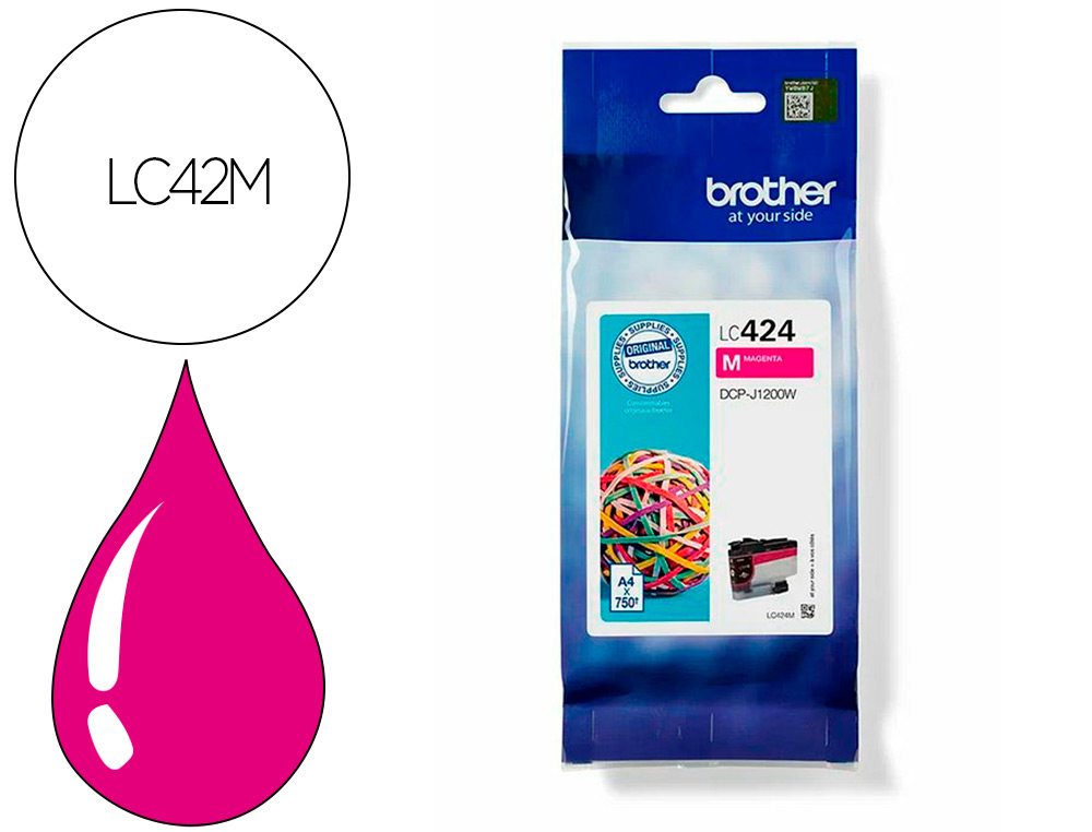INK-JET BROTHER LC424 DCP-1200W MAGENTA 750 PAGINAS
