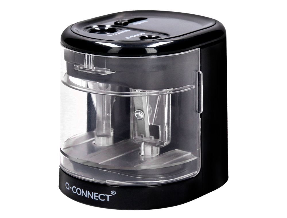 SACAPUNTAS Q-CONNECT KF14568 ELECTRICO DE SOBREMESA CABLE USB/4 PILAS AA AFILA CUCHILLA DIAMETROS DE 6 A 12MM DOS USOS