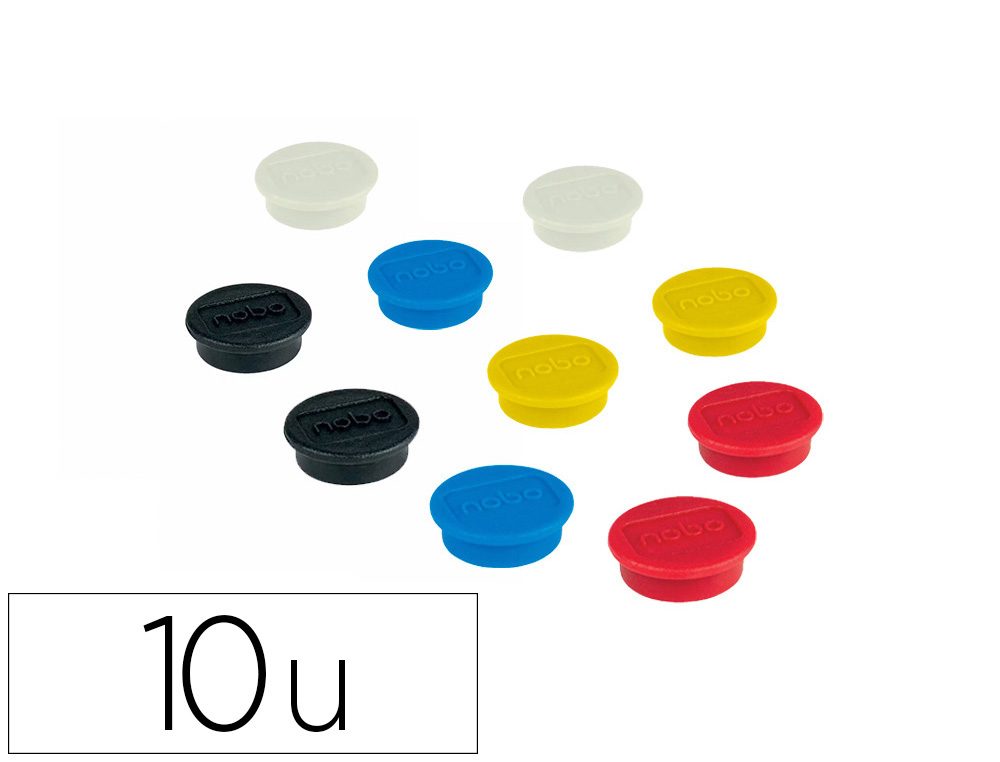 IMAN PARA SUJECION NOBO 13 MM DIAMETRO CAJA DE 10 UNIDADES COLORES SURTIDOS