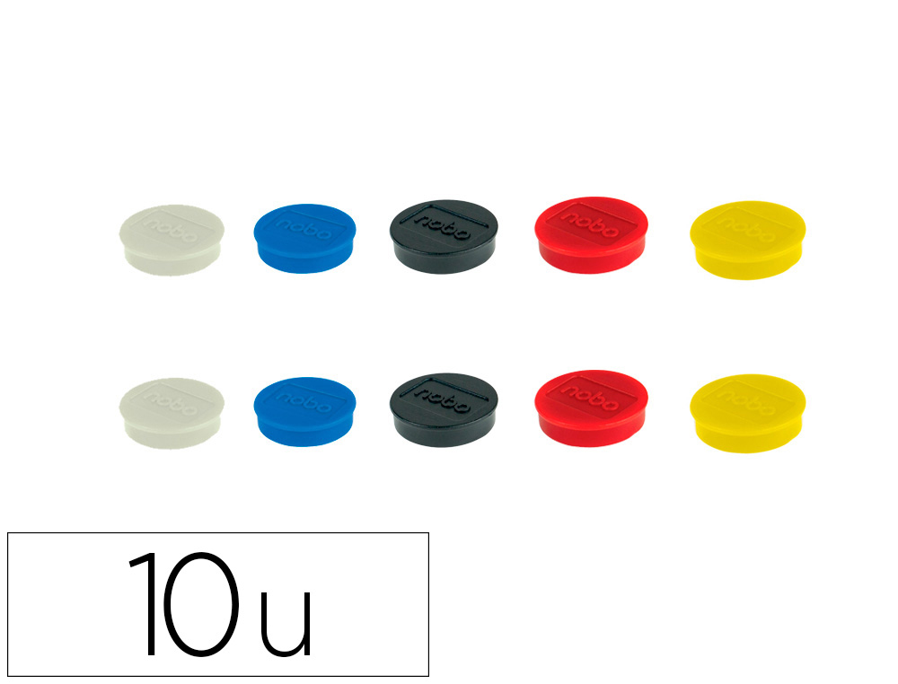 IMAN PARA SUJECION NOBO 32 MM DIAMETRO CAJA DE 10 UNIDADES COLORES SURTIDOS