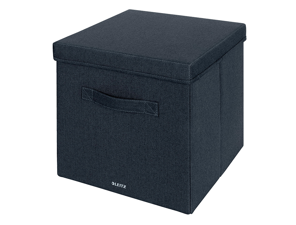 CAJA DE ALMACENAJE LEITZ TELA CON TAPA L DOS PIEZAS GRIS