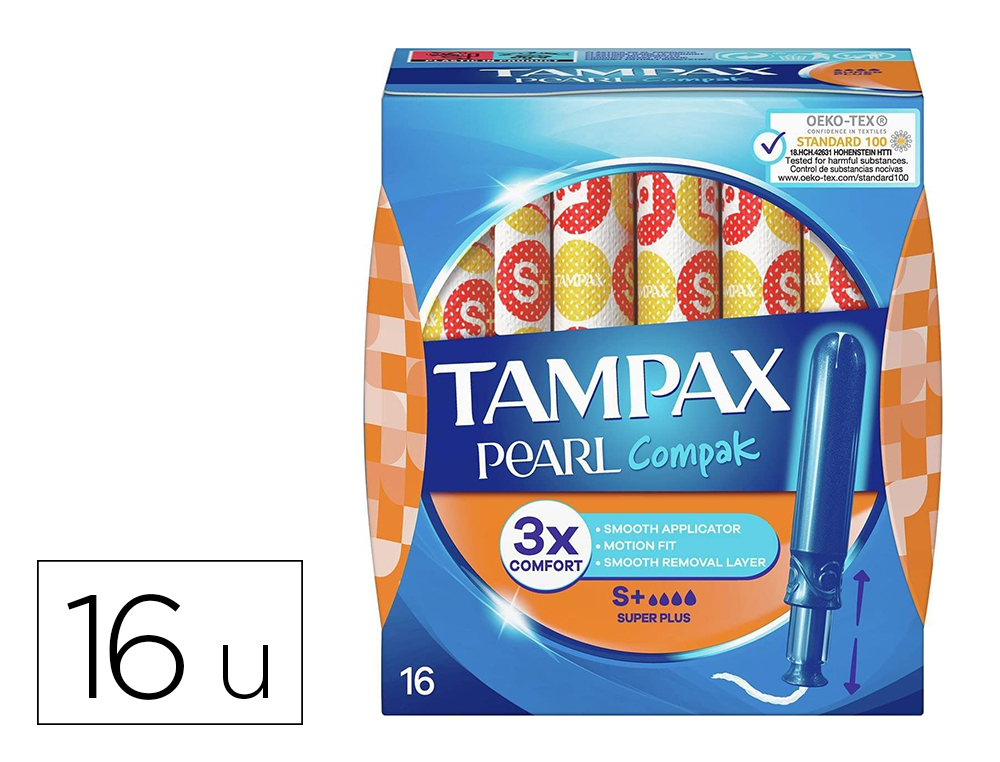 TAMPON TAMPAX PEARL COMPAK SUPER PLUS CAJA DE 16 UNIDADES