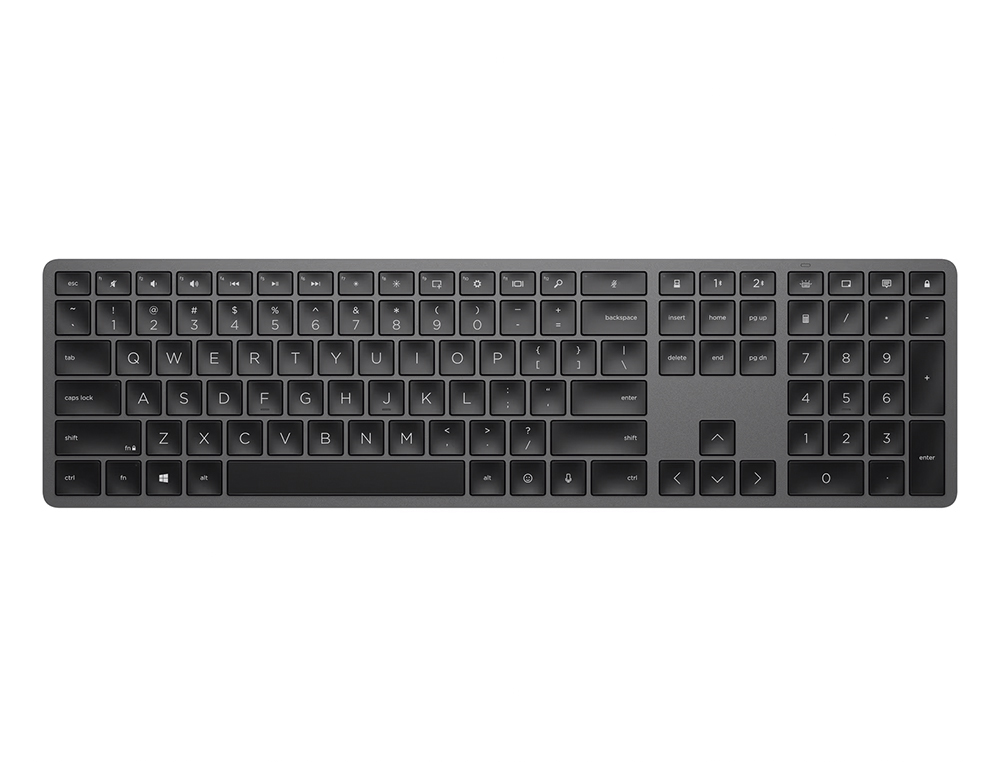 TECLADO HP 975 DUAL INALAMBRICO BLUETOOTH 5.0 RETROILUMINACION USB-C COLOR GRIS