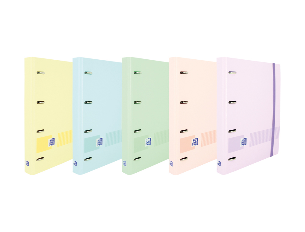 CARPETA CON RECAMBIO OXFORD EUROPEANBINDER LIVE & GO DIN A5+ 4 ANILLAS 35 MM RECAMBIO 100 HOJAS CUADRO 5 MM COLORES