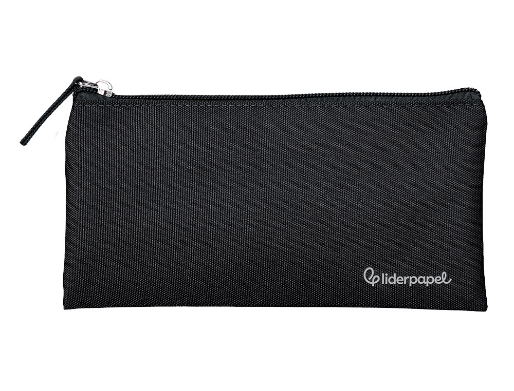 ESTUCHE PORTATODO LIDERPAPEL PLANO ANCHO UNA CREMALLERA 200X100 MM NEGRO