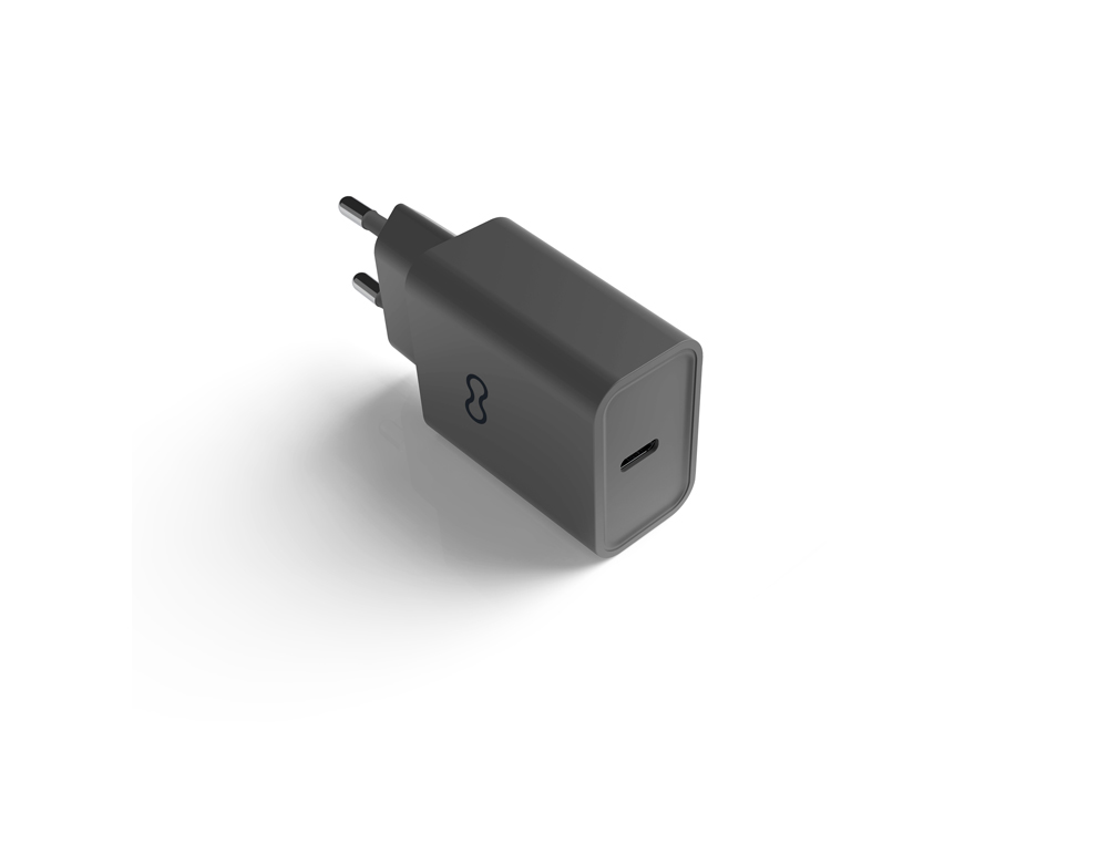 CARGADOR DE PARED GROOVY 1 USB-C 2.0A CARGA RAPIDA COLOR GRIS OSCURO