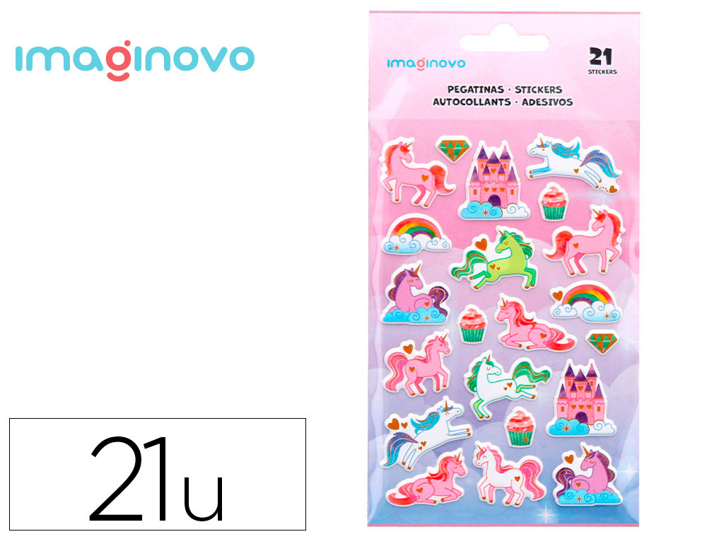 PEGATINAS IMAGINOVO UNICORNIOS MAGIC DREAMS CON RELIEVE 190X105 MM EN BLISTER
