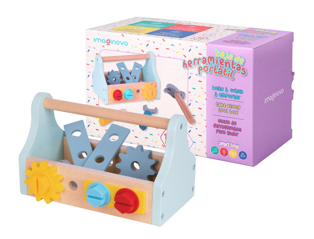 JUEGO INFANTIL IMAGINOVO MADERA MALETIN DE HERRAMIENTAS +3 AOS 18 PIEZAS 21,4X13,2X11CM